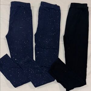 3-Pack Girls Navy Star & Black Leggings